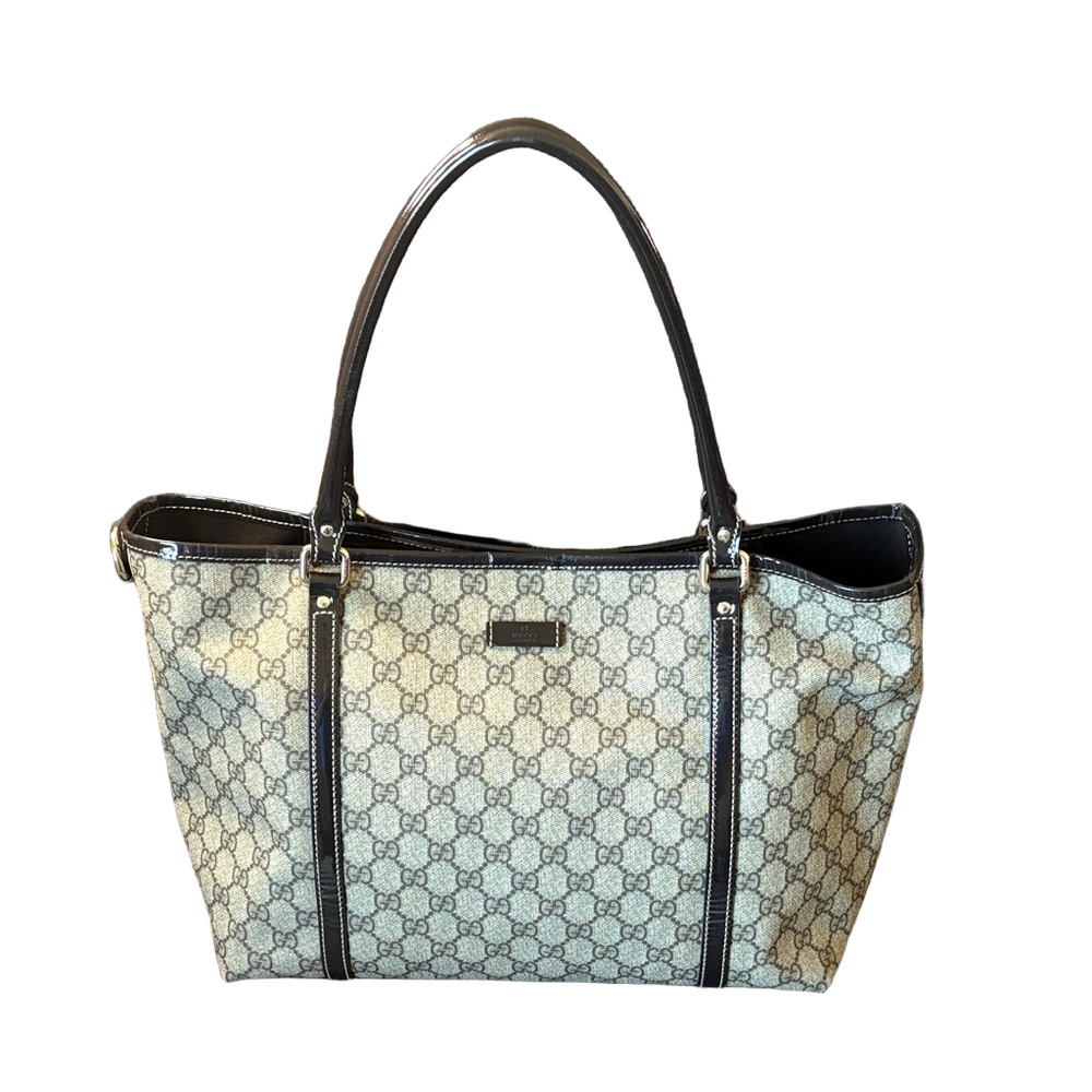 Authentic Gucci GG Supreme Joy Medium Tote Beige Ebony